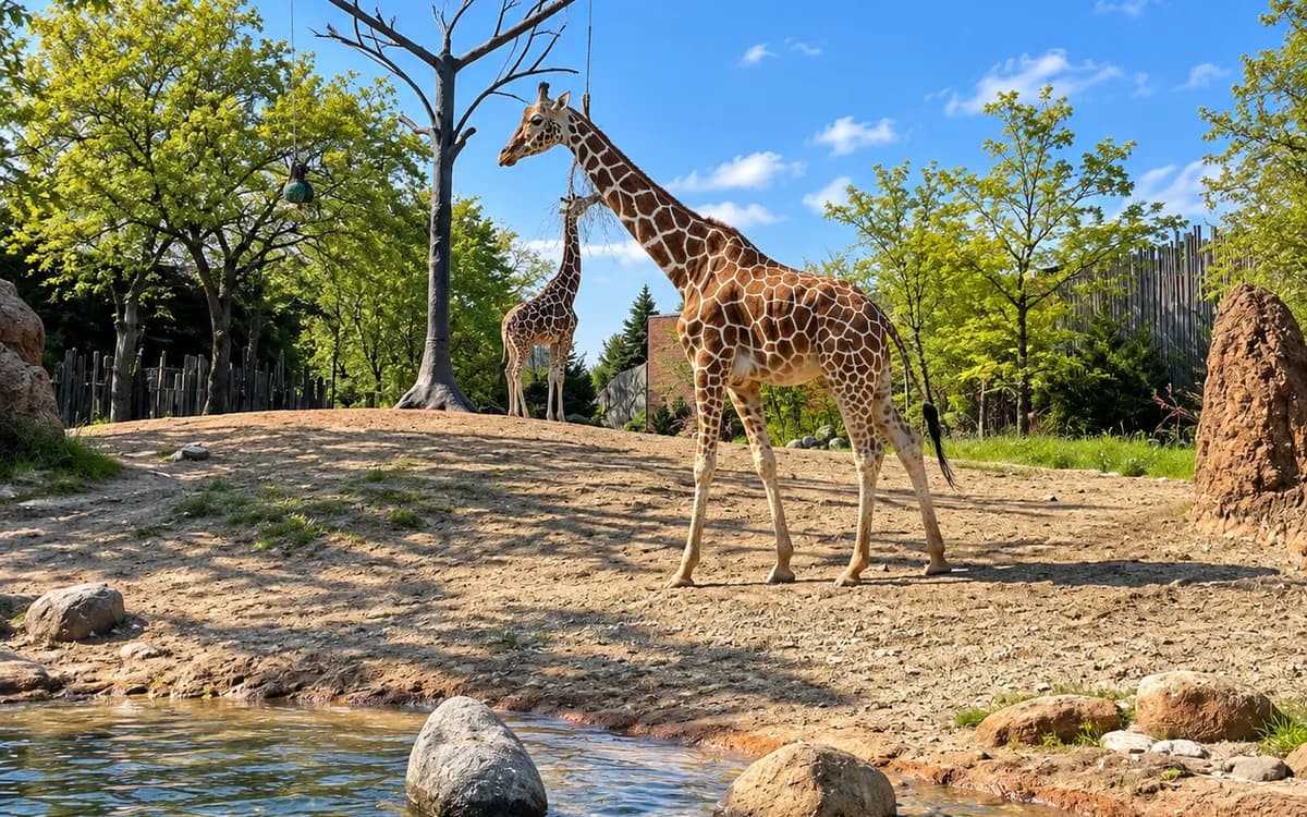 Giraffes in their outdoor habitat at Lincoln Park Zoo